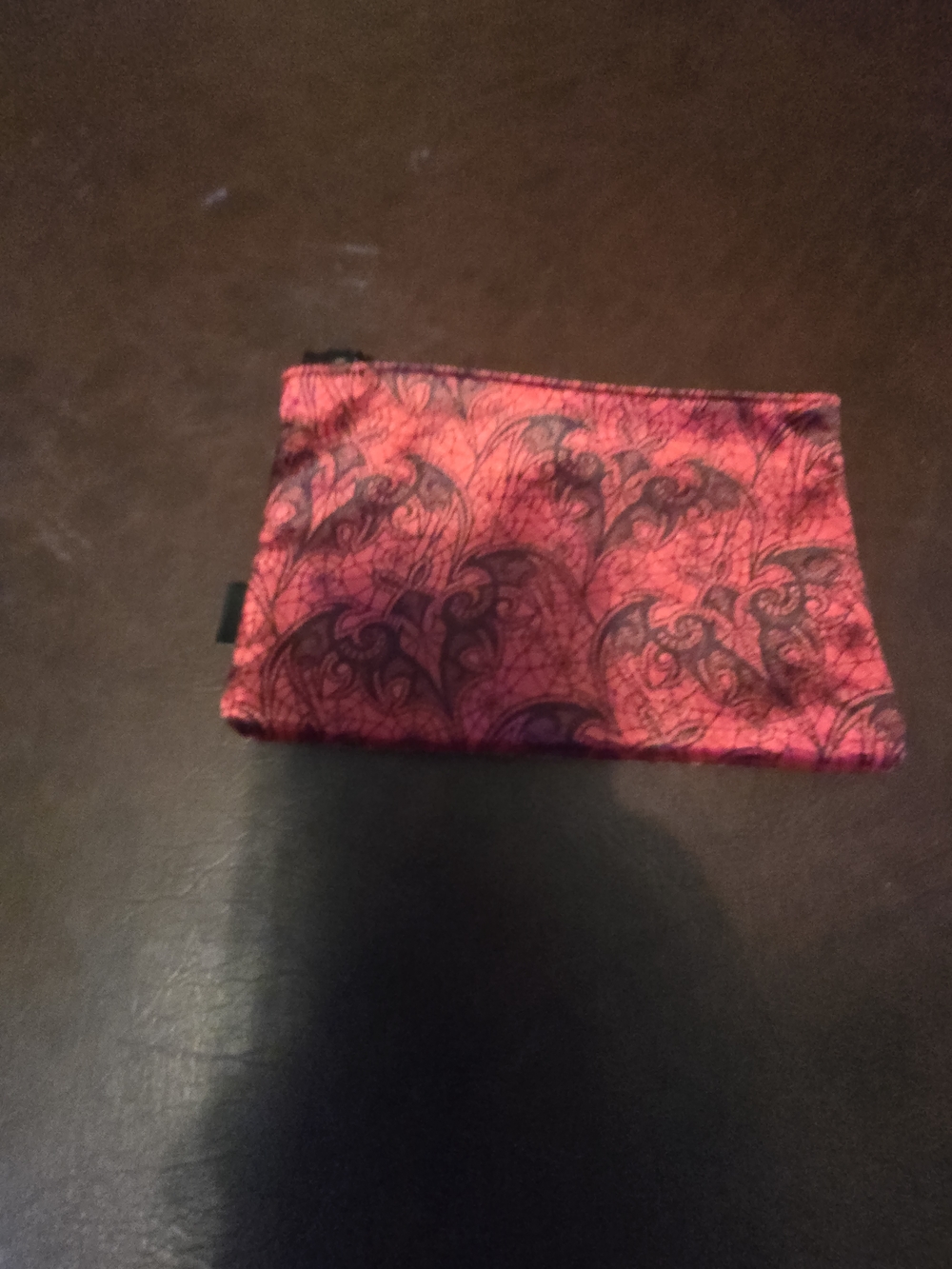 Red Patterned Fabric Pouch